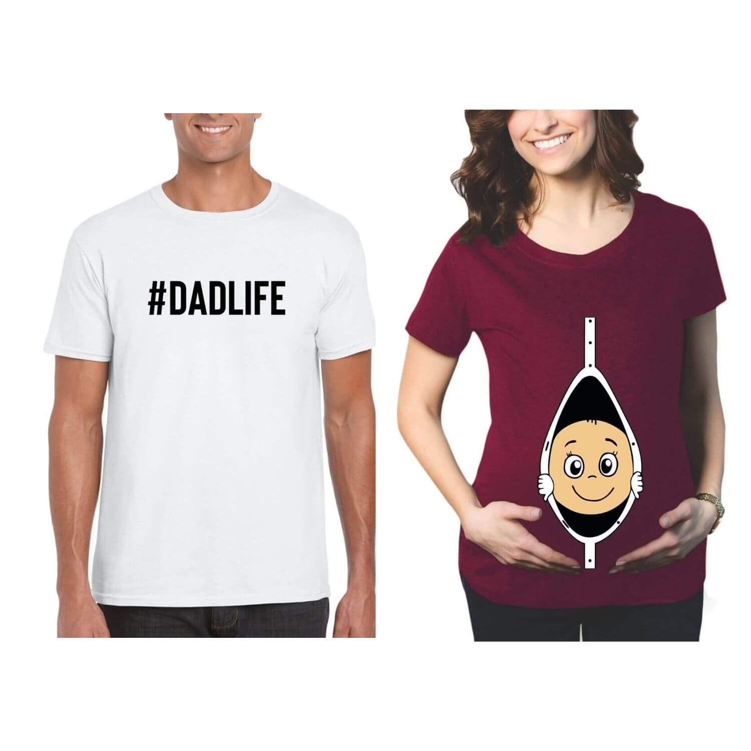 Maternity Couple T-Shirts Combo Pregnancy Announcement Dad Life Baby Loading for Men Women Round Neck Half Sleeves-image-35