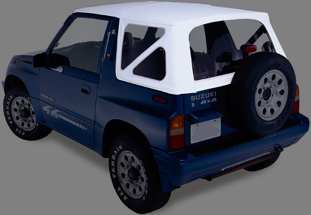 Capota de repuesto – blanco – con cristales transparentes compatibles con Suzuki Vitara (1988 hasta 2004) ~ con gancho de fijación