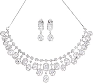 Karatcart Silver Toned American Diamond Studded Jewellery Set for Women Price In India