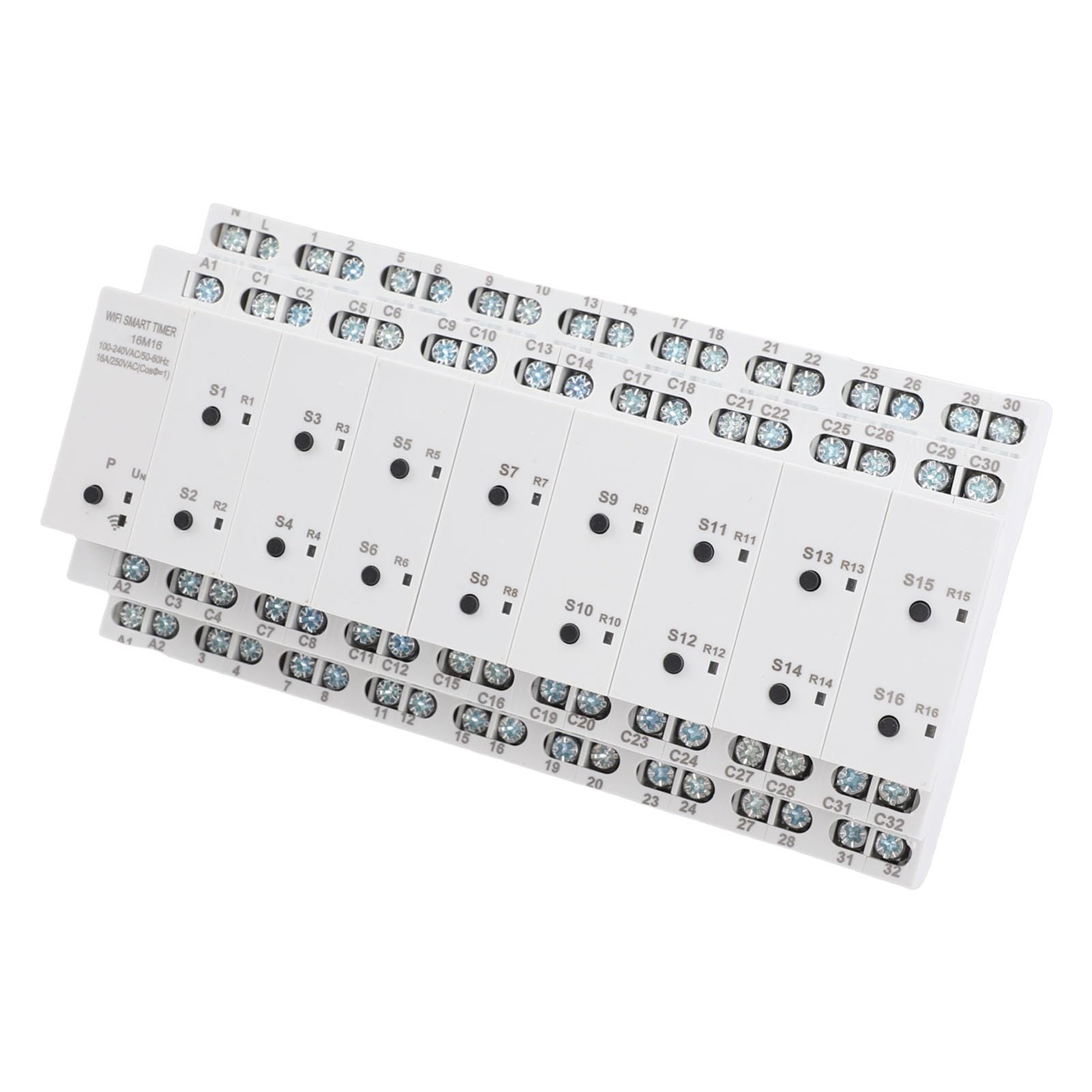 Disyuntor inteligente, temporizador WiFi inteligente con 16 canales aislados e interruptor externo, soporte para aplicación remota Tuya y control por voz