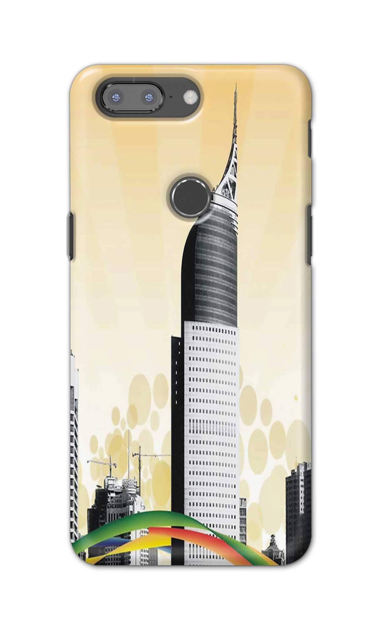 PradhCases Futuristic Buildings Sun Shine Color Hard Printed Designer Case for OnePlus 5T, One Plus 5T Back Cover MSP1712