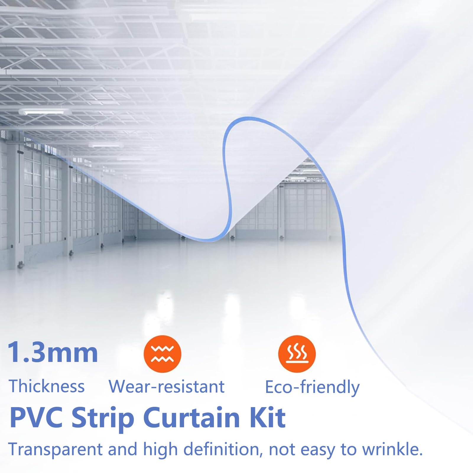 Rideau à Lanières en Plastique Transparent, Rideau à Lanières PVC, Isolant Porte Convient aux Entrepôts Usines Et Supermarchés Vinyle Robuste Épaisseur 1.3 mm (105x200cm)