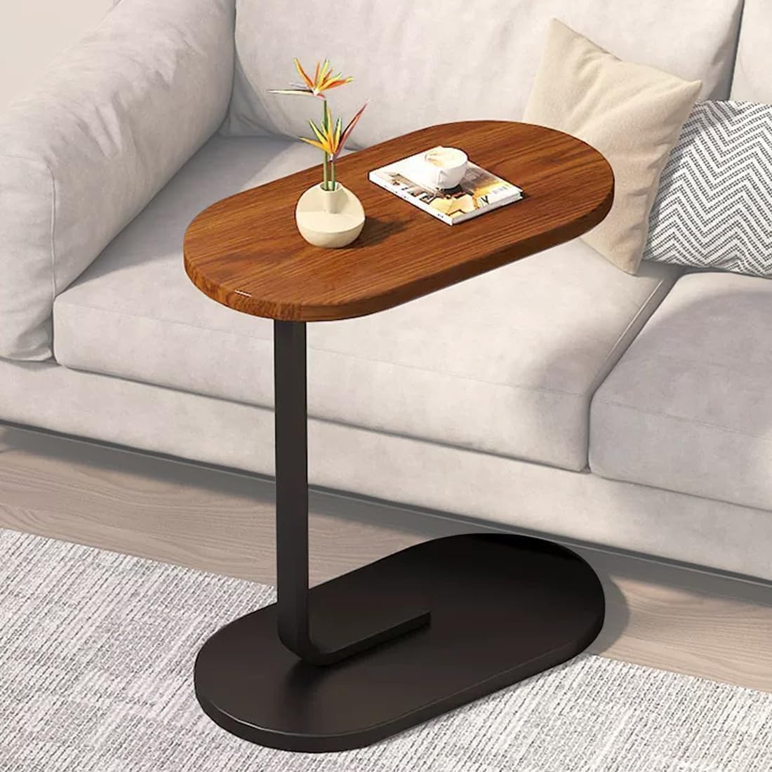 Home Side Tables for Small Spaces，Sofa Side Table Small Coffee Table Anti-Rust Waterproof, End Tables for Living Room Bedroom Balcony Office (BROWN)
