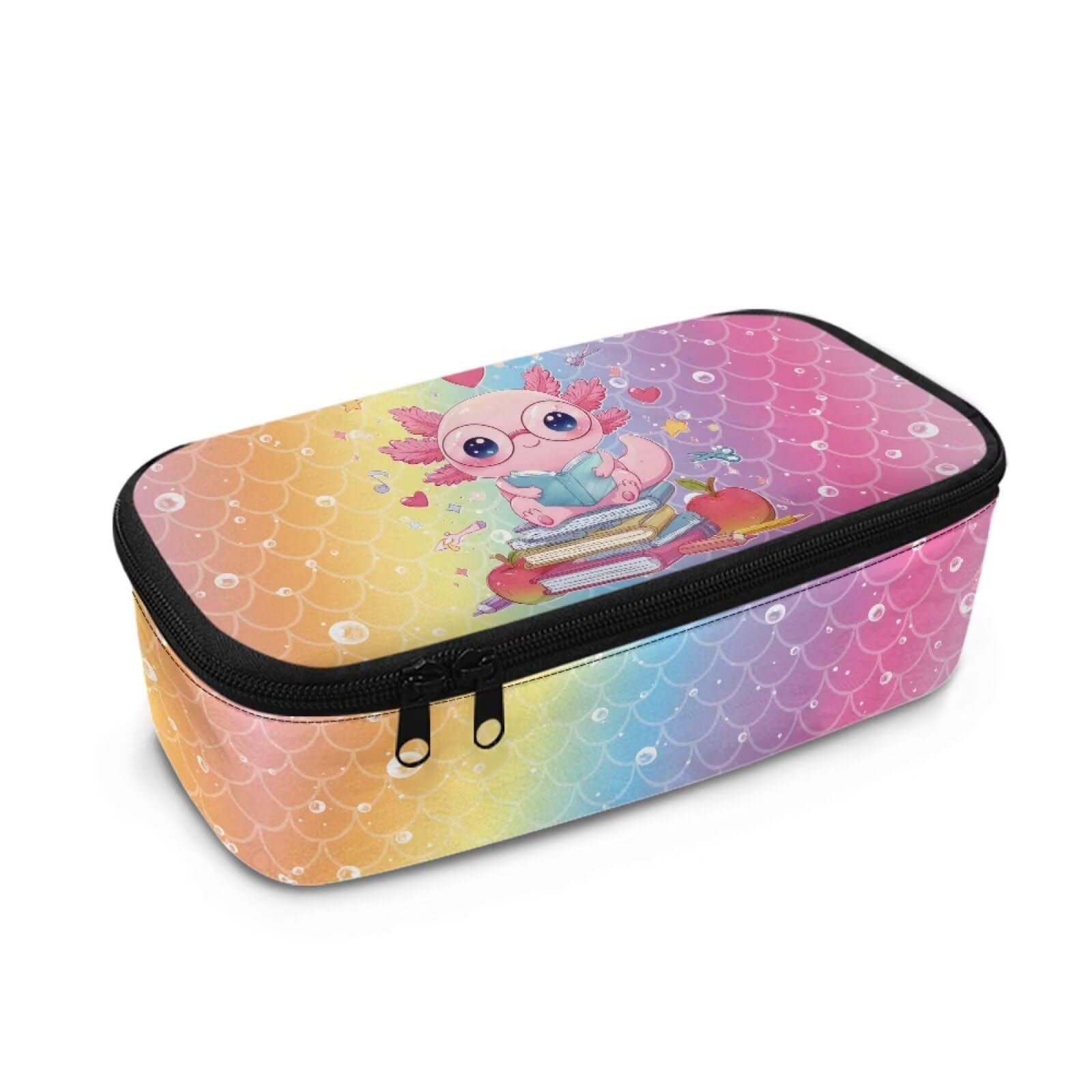 Dngkaoje Cute Axolotl Pencil Case for Kids Girls Zipper Pen Holder Childern Portable Pen Case Big Capacity Kawaii Axolotl Pencil Pouch for School Stationary Supplies Makeup Bag