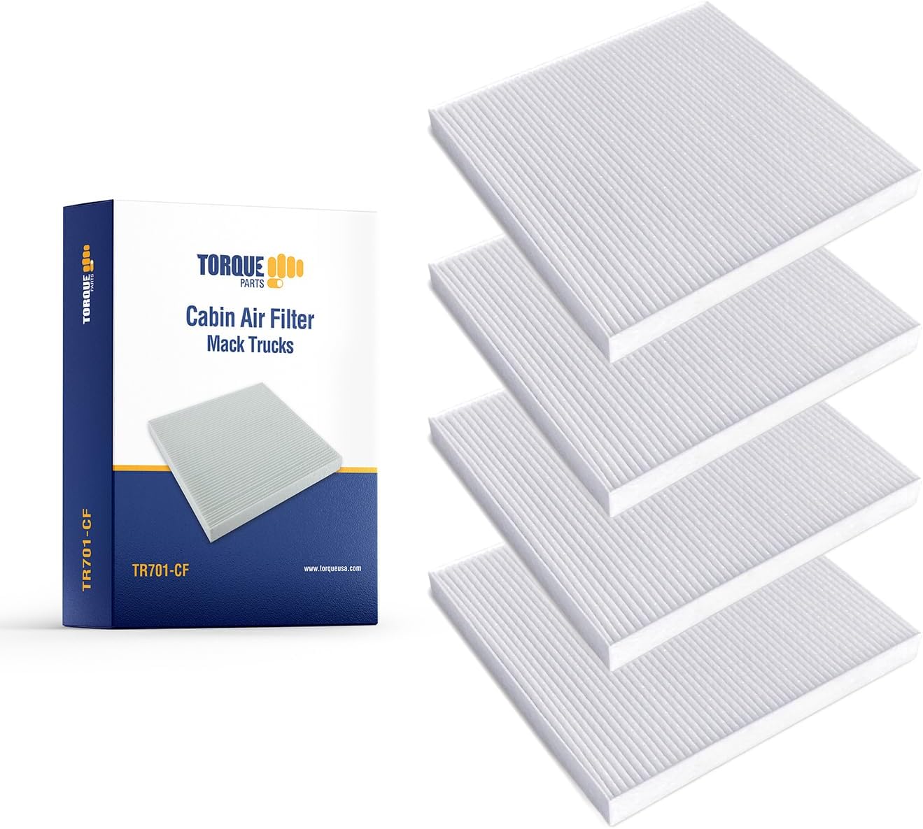 TORQUE 4 Pack of PA30325 Cabin Air Filter Compatible with Select Mack Granite Superliner Titan MP7 MP8 MP10 semi trucks Replaces AF56060 CAF24030 85112361 85151124 CA24100 85113754 WP10278 (TR702)