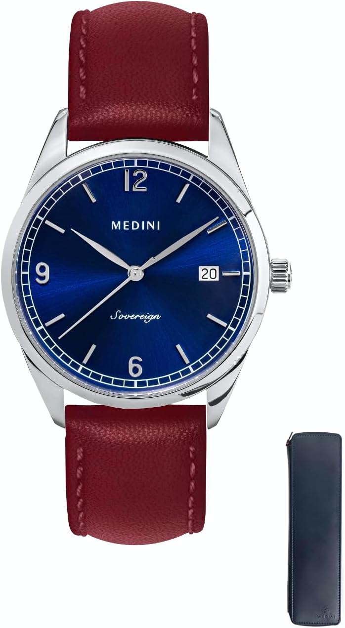MEDINISovereign Blue - AR-Coated Sapphire Crystal Glass, Ruby Strap, and Blue Cover