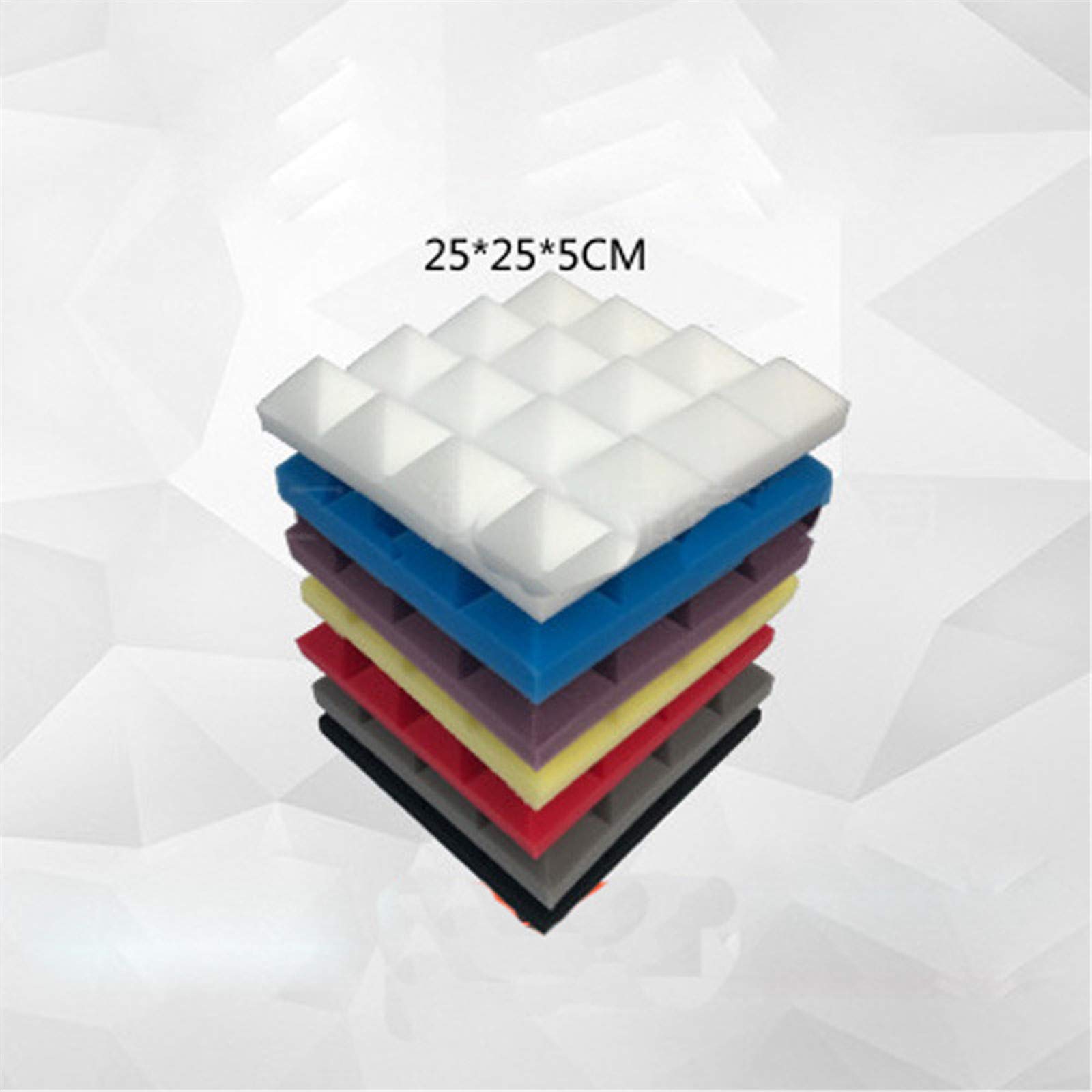 12 paneles acústicos de espuma de sonido piramidal absorbente de espuma de 25 x 25 x 5 cm (blanco)