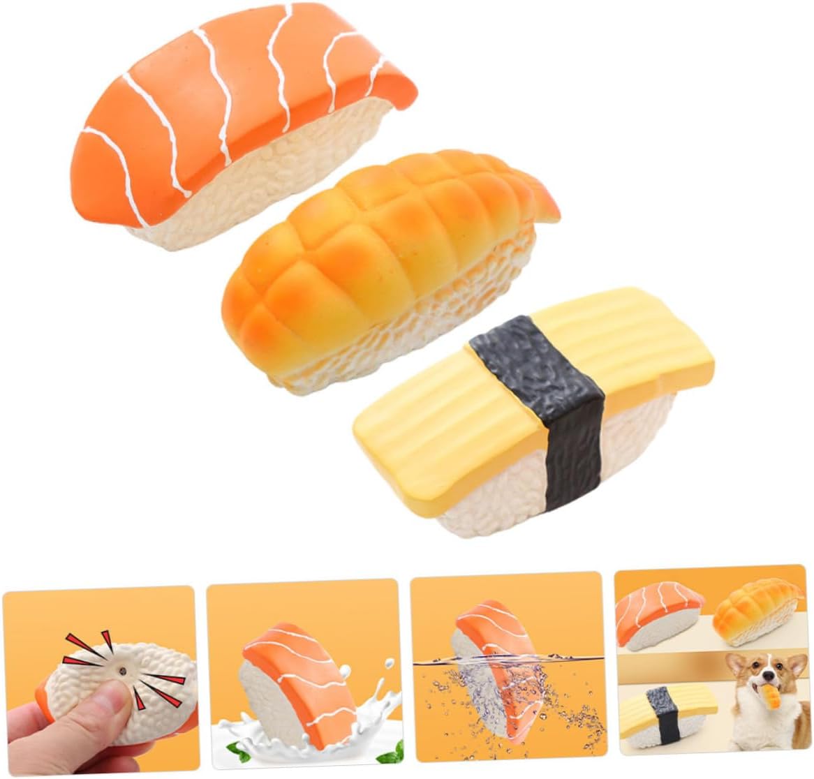 NOLITOY 15pcs Interactive Dog Chewing Toys for Teeth Cleaning Sushi-Shaped Pet Playthings Engaging Puppy Accessories for