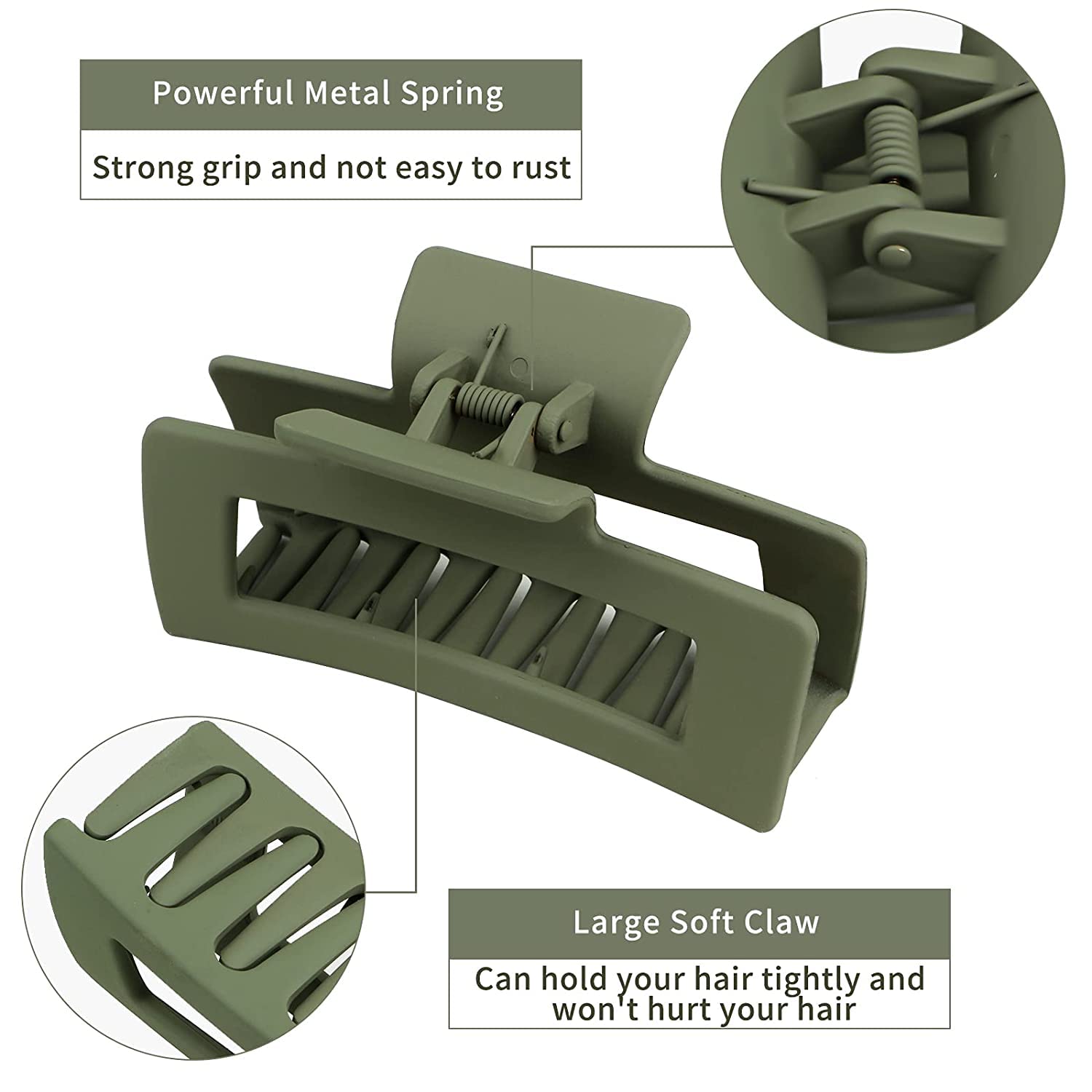 Glamifirsto 6 pcs Hair Clips, Claw Clips 2" Matte Hair Clips for Thin/Thick Hair, Women Girls, Square Hair Clips Rectangle Hair Jaw Clips, Medium Claw Clips (TYPE A) Black 1