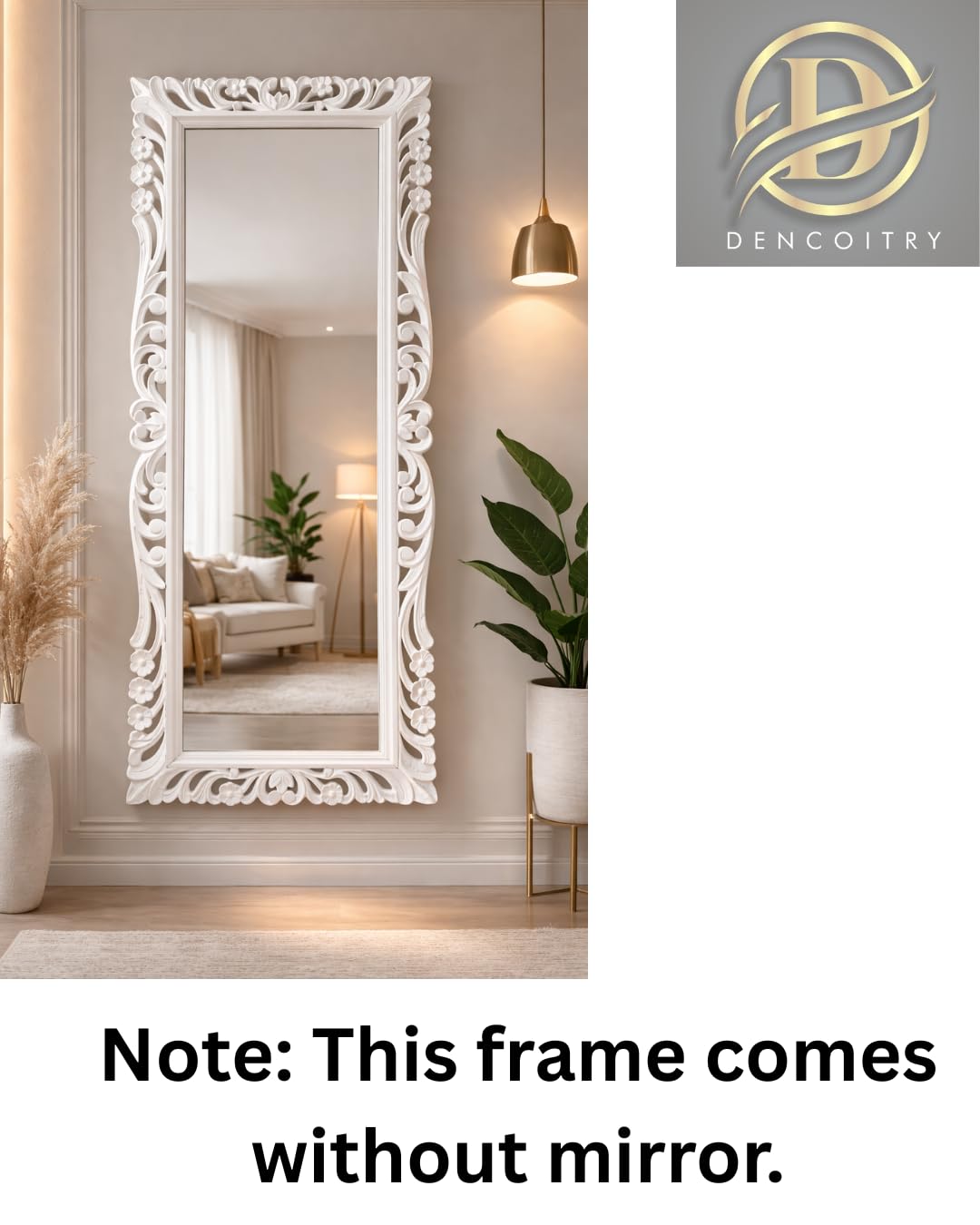 Hand Carved Wooden Wall Mirror Frame - Home Decor -2