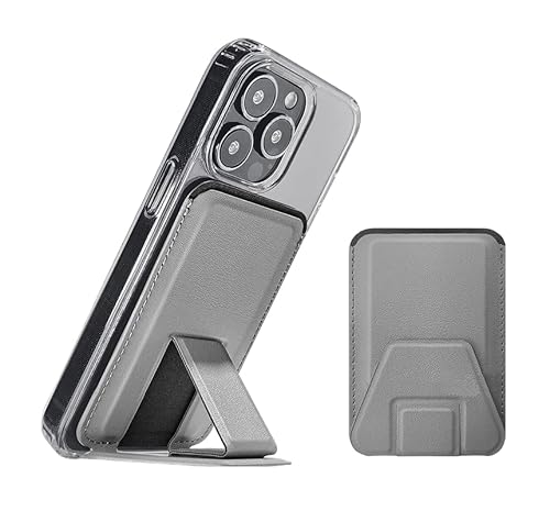 【強磁力】MagSafe対応 iPhoneスタンド スマホスタンド iPhone16 15 14 13 12 カードケース ウォレットスタンド Pro ProMax Plus Mini カード収納 薄型軽量 (グレー)