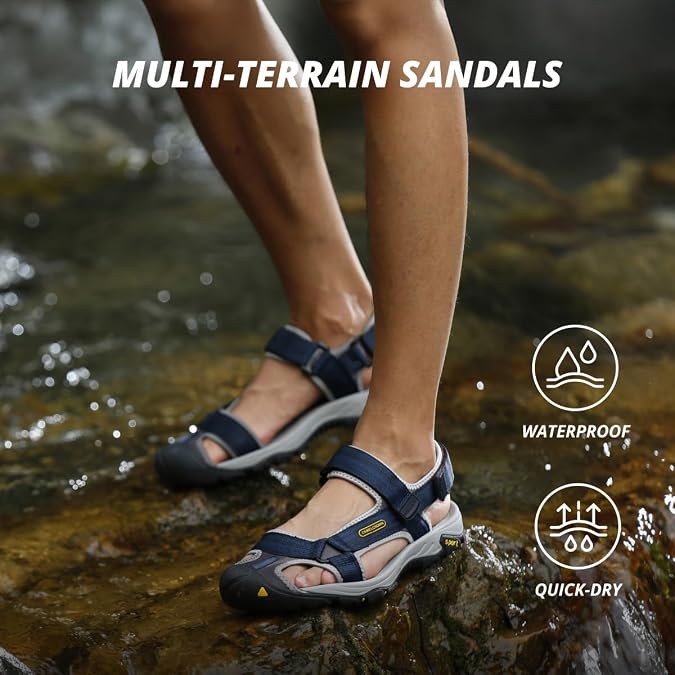 CAMEL CROWN Men's Waterproof Hiking Sandals Closed Toe Water Sandals Athletic Sport Sandals for Summer Outdoor Beach Wading Boat