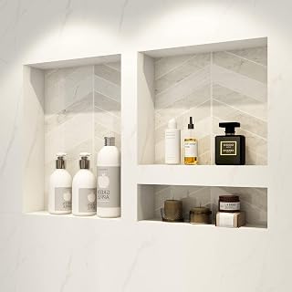 Uni-Green Shower Niche, Tile Ready Niche32 X20(16"x20"Single Shelf+16"x20"Double Shelf) Set of Two Organizer, Durable ABS, Easy Installation and Bonding Friendly,Niche for Bathroom Storage(Yellow)