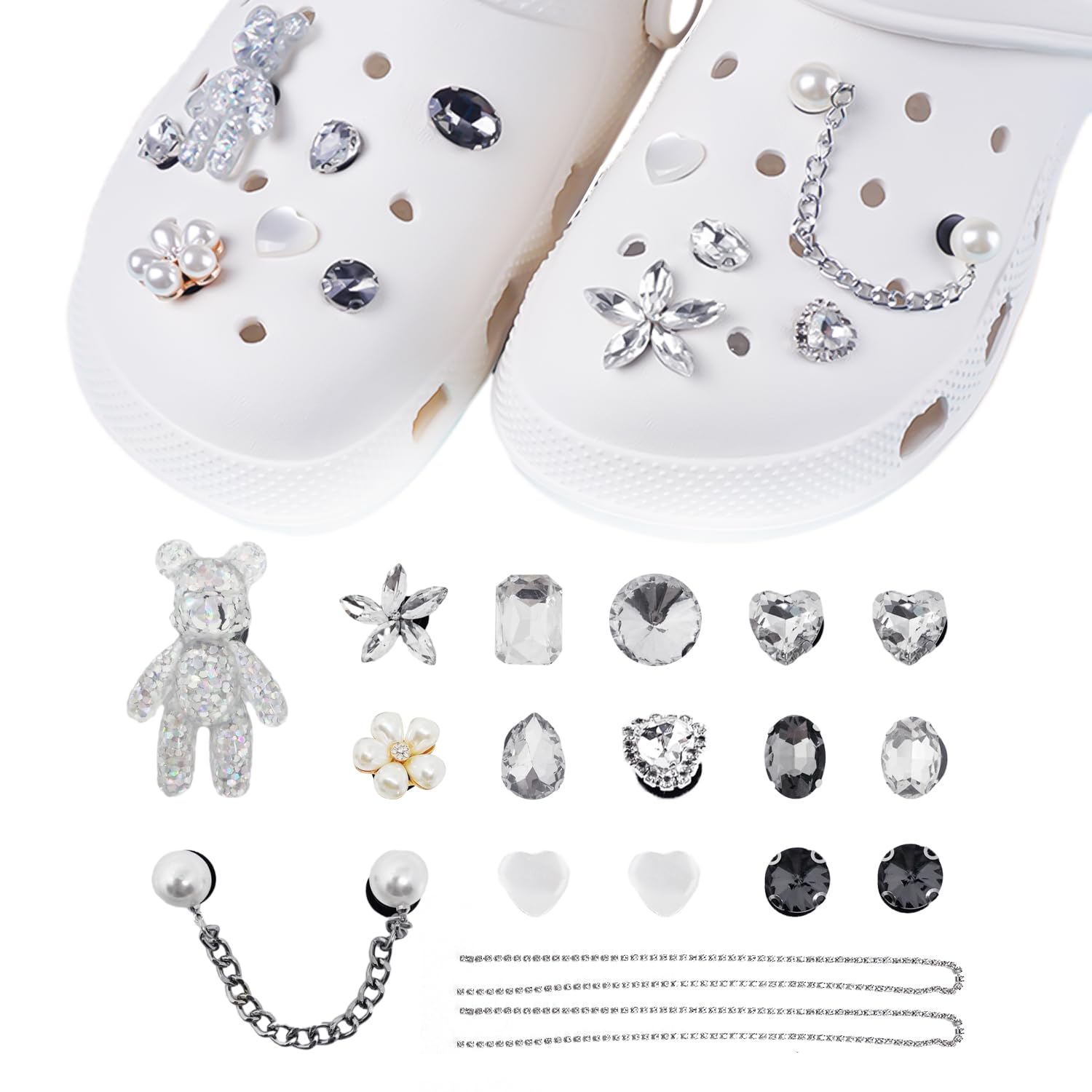 22 Shoe Charm Con Cristalli - Accessori Per Scarpe Fai-Da-Te, Ciondoli Decorativi | Per Sandali, Zoccoli - Foto 10