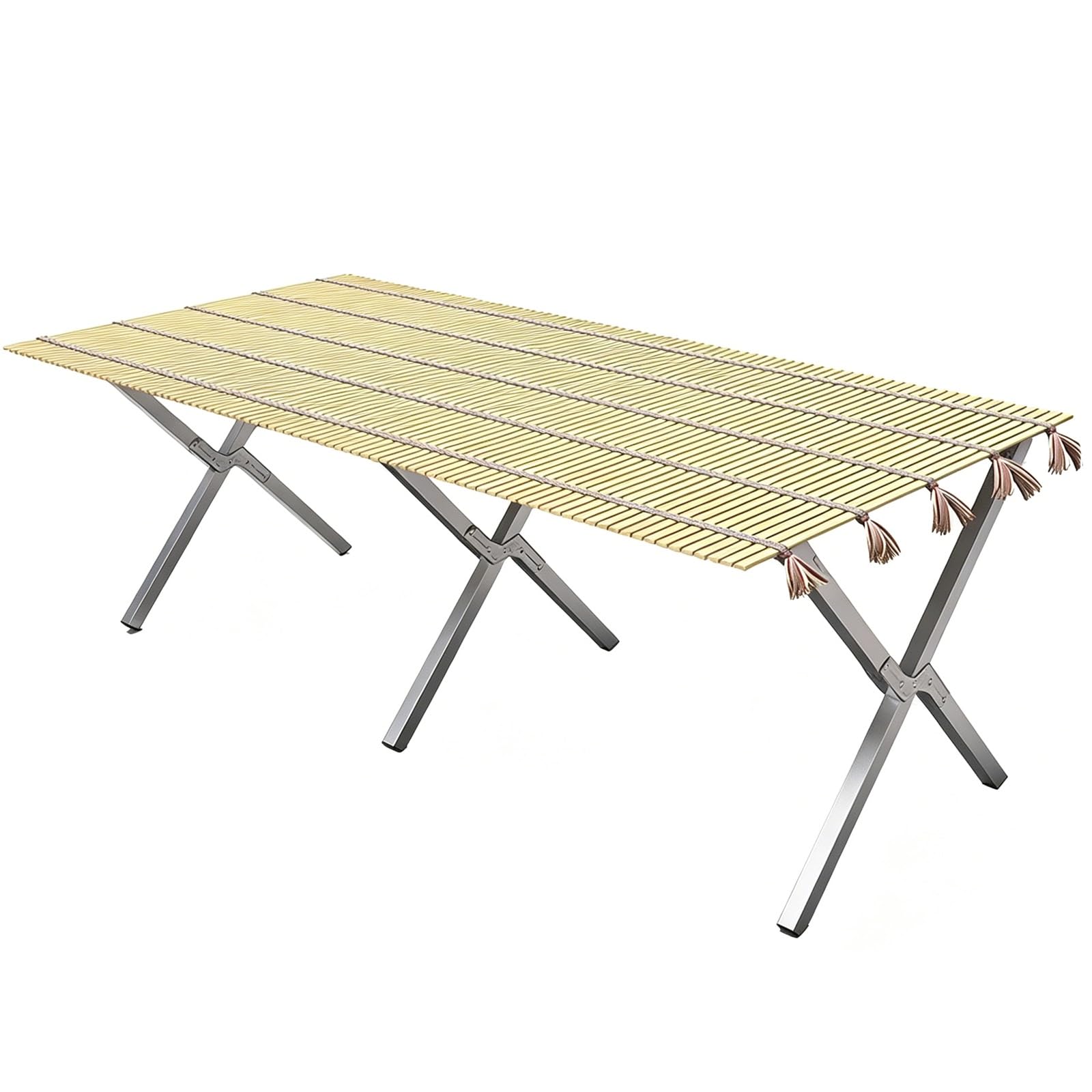 Carrito de Venta Ambulante Bastidor Metálico 1,1mm Reforzado Tablero de Bamboo Capacidad 150kg Plegable para Mercadillos Eventos al Aire Libre y Ferias(200cm(78.7in))