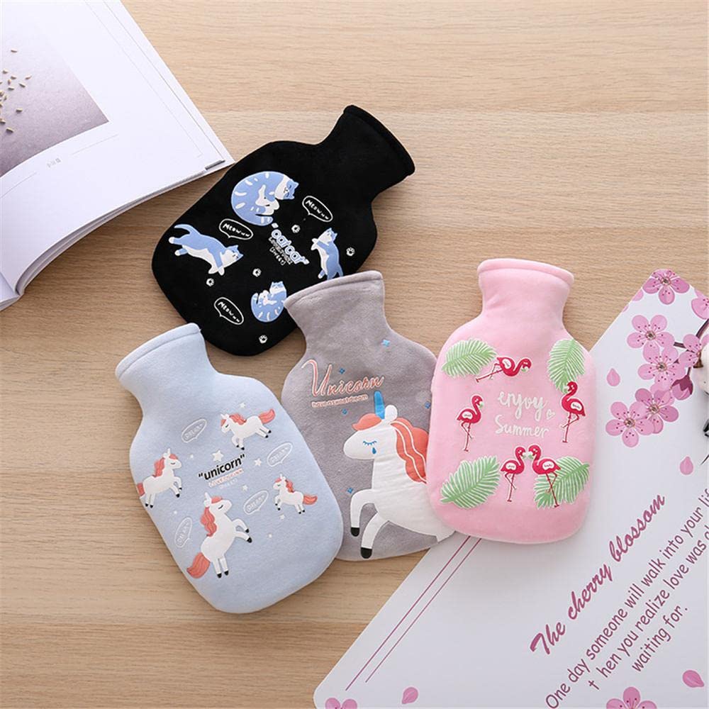 Borsa per acqua calda con copertura Animale Cartoon 350 ml Borsa per acqua calda in gomma per alleviare il dolore mani piedi più caldo regalo per donne ragazze - Mix - 4 pezzi