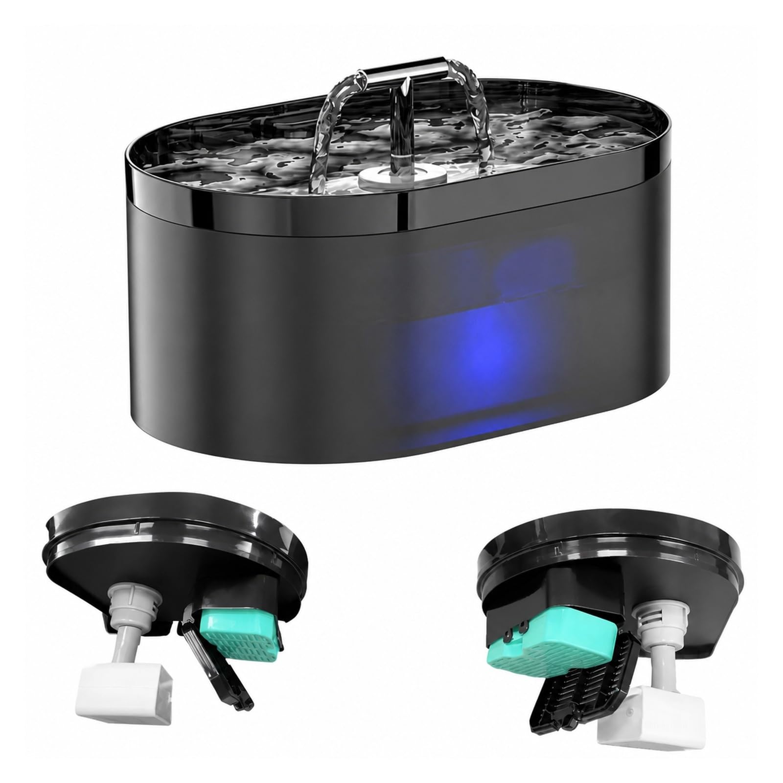 Fuente De Agua para Gatos, Consumición Automática 2,2 L | Plástico, Filtro Carbón Activado, Bomba Súper Silenciosa, Alimentada Por Carga, Con Dispensador(Water dispenser)