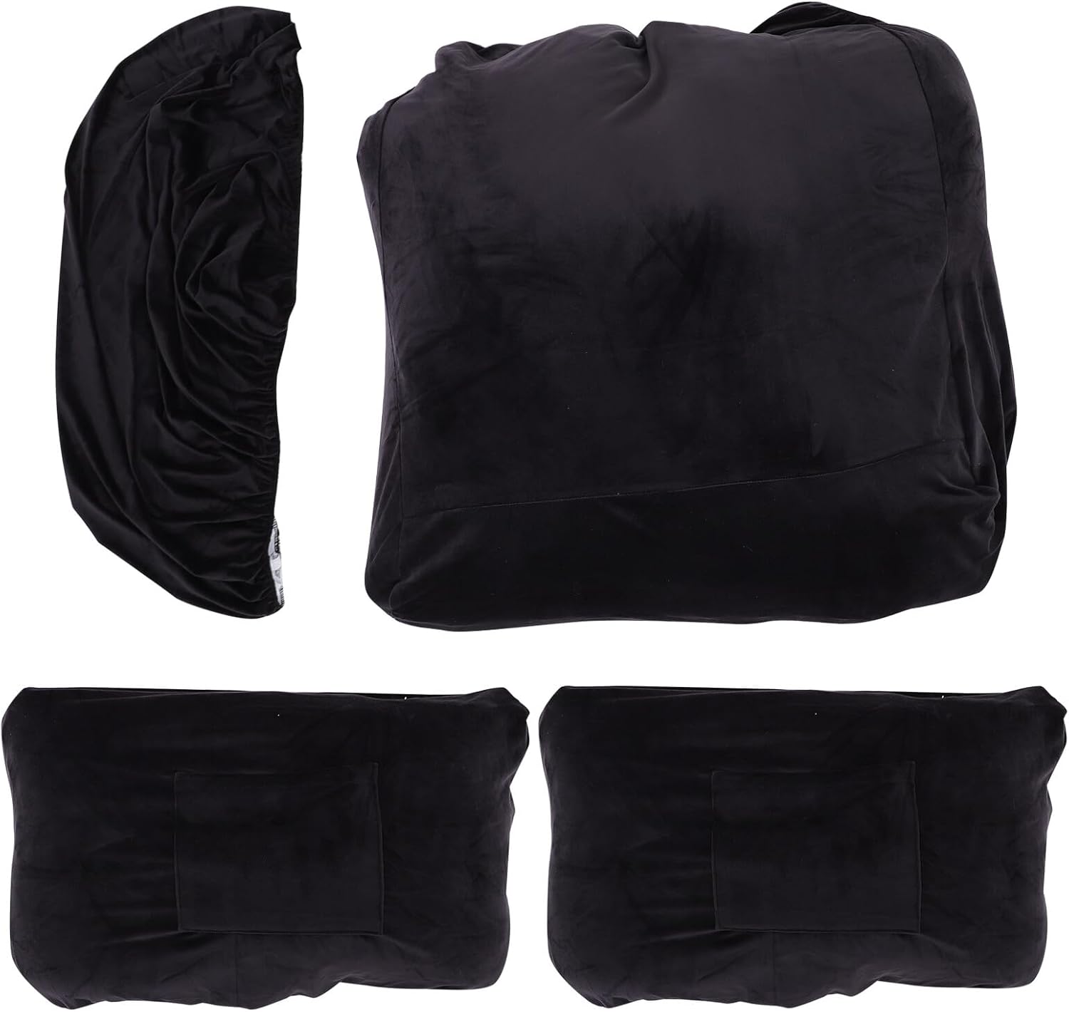 jojofuny Recliner Slipcover Chair Cover 4pcs Set Black Plush Velvet Stretch Protective Furniture Cover Thick Soft Recliner Sofa Protector for Home Use