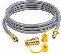GASPRO 12FT 3/8" Natural Gas Hose with Quick Connect - Fits Weber Spirit Grills, Pizza Ovens, Patio Heaters, Low Pressure NG Line