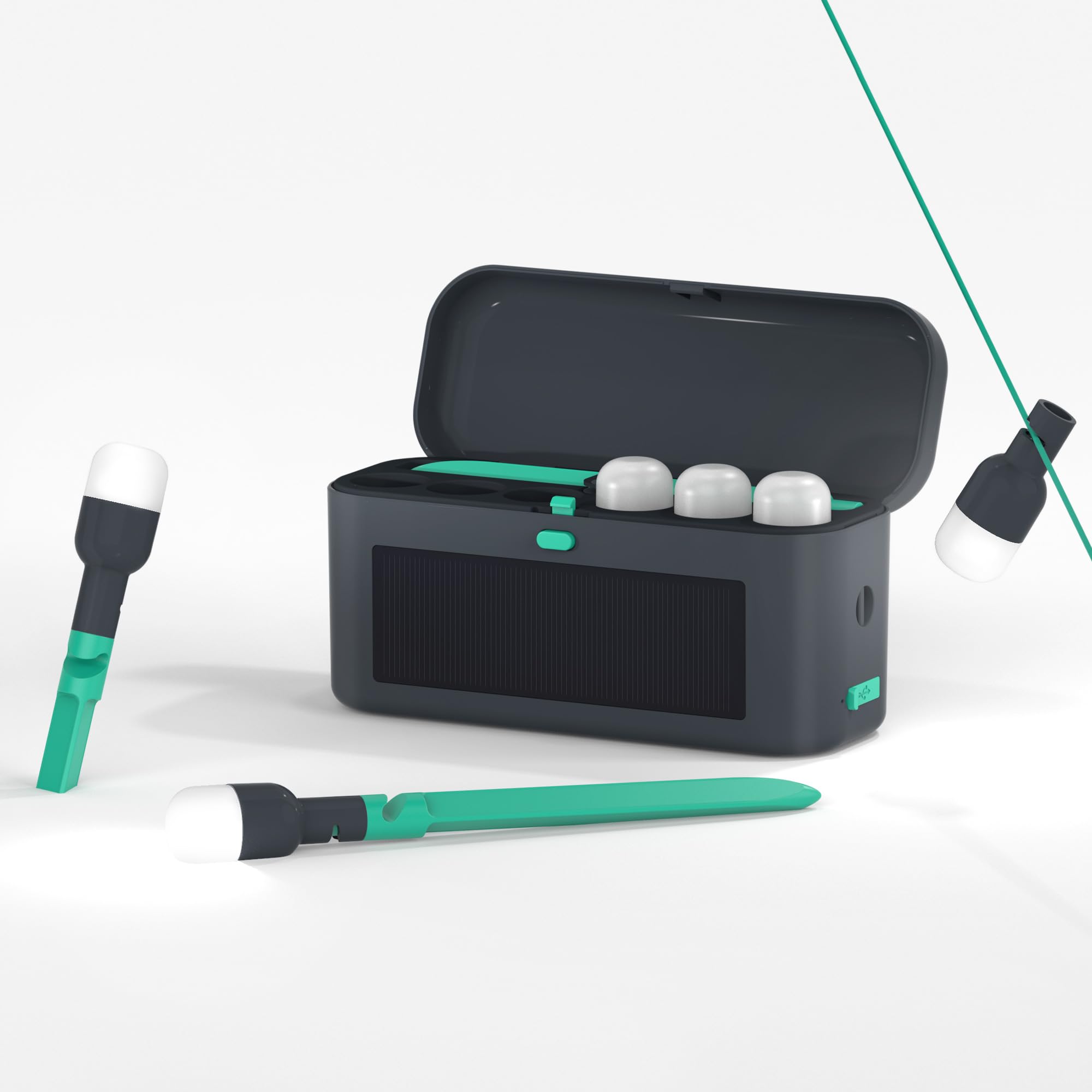 MPOWERD Luci Solar Site Lights: Stringless String Lights, Six Detachable Mini Camping Lights with Tent Stakes and Charging Case | Lights 1,000 sq ft | Rechargeable via Solar and USB | Lasts 20 Hours