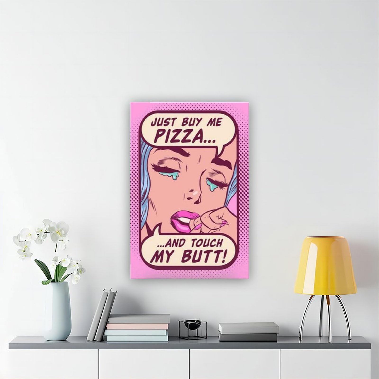Poster sur toile avec citations humoristiques de fille de bande dessinée rose pour décoration de chambre à coucher, bureau, chambre, cadeau 50,8 x 76,2 cm (L x l)