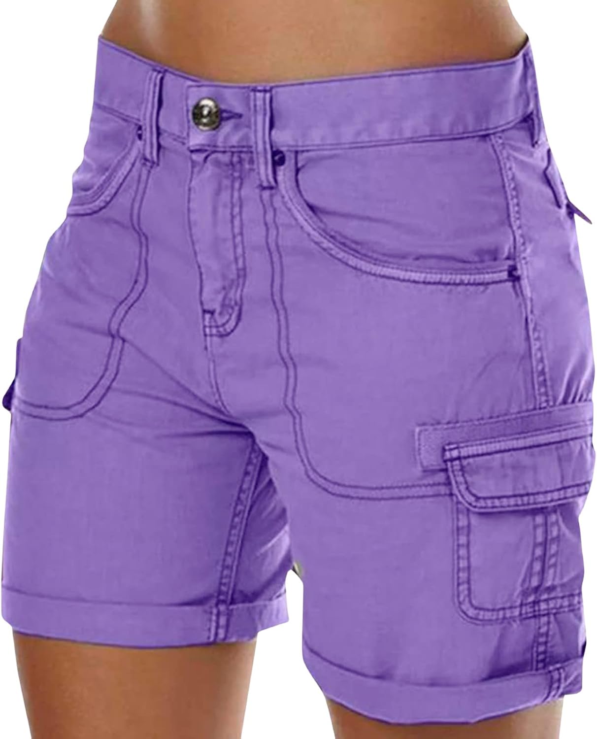 Kubbon Cargo Shorts for Women High Waist Quick Dry Athletic Shorts Outdoor Bermuda Shorts Summer Casual Shorts with Pockets