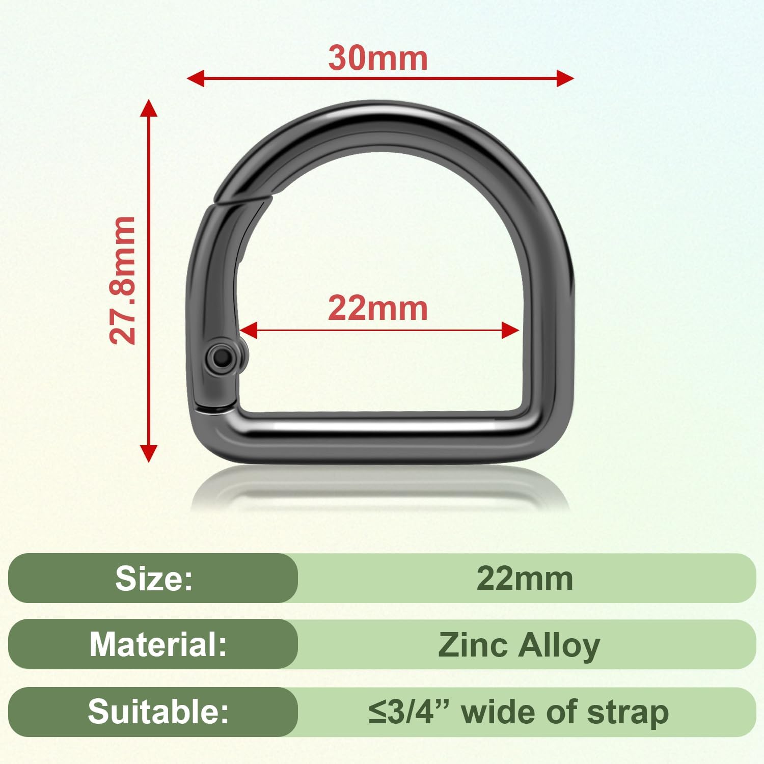 Small D Ring Carabiner Clips, Metal Tiny Keychain Spring D Rings Hook for Car Keyring, Backpack Clips, Webbing - Image 2