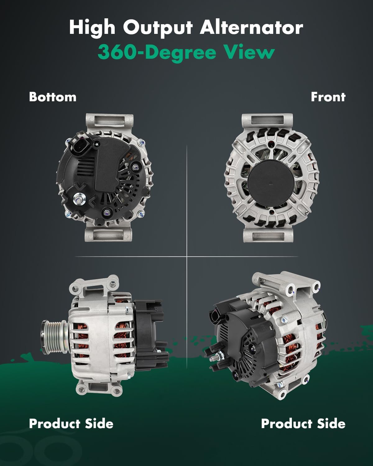 SCITOO Alternator Fits for Mercedes-Benz for C250 1.8L 2012-2015,for Mercedes-Benz for SLK250 1.8L 2012-2015 12V 125Amp CW 6-Groove Pulley High Output Alternator 11716