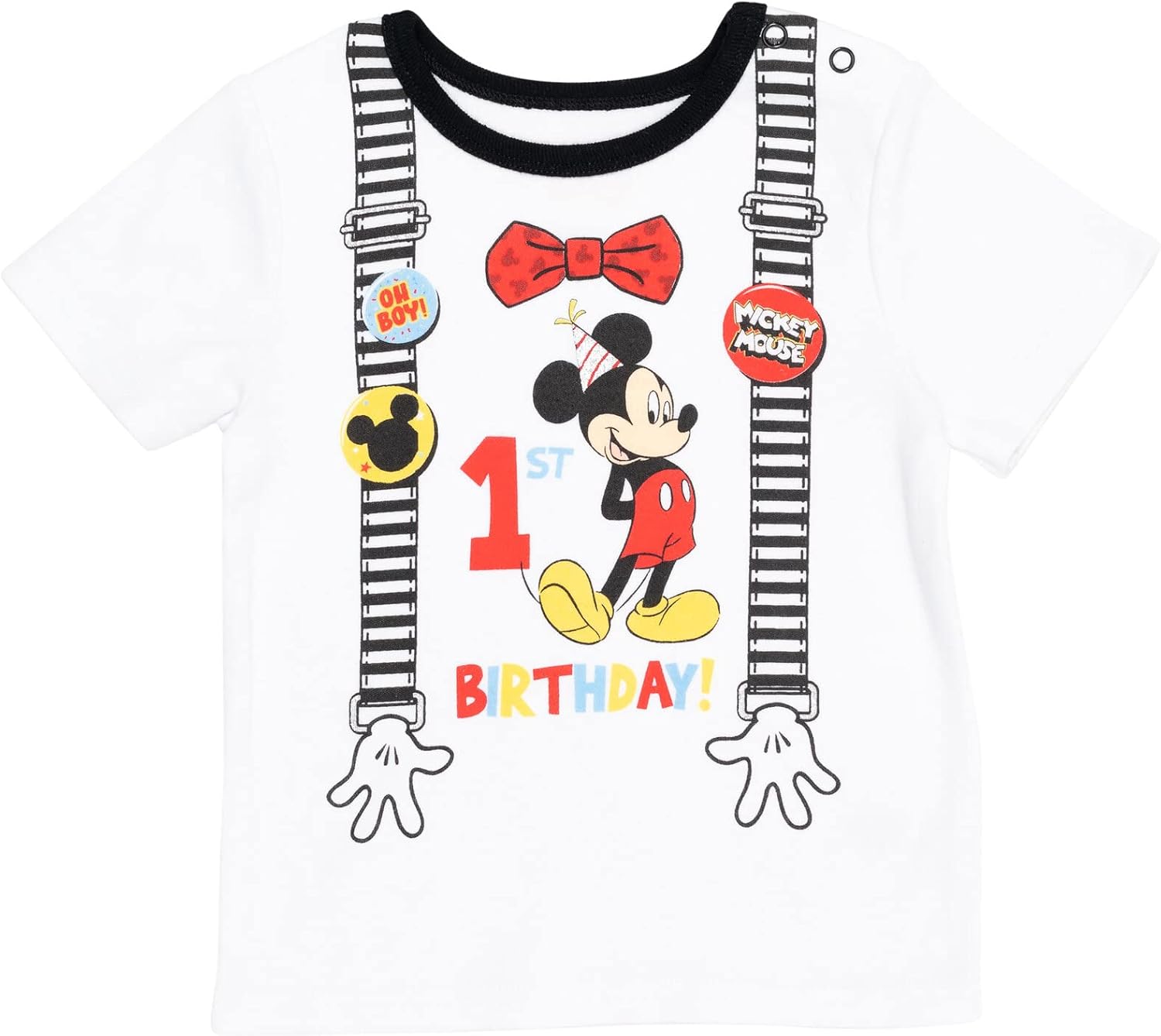 【上品で大人気♪】ディズニー ミッキーマウス コスプレ グラフィック Tシャツ&コスプレ おむつカバー, ホワイト/レッド, Newborn