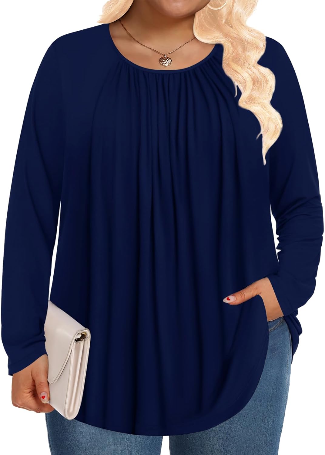 Womens Plus Size Tops Long Sleeve Shirts Fall Tunics Blouses Wear with Leggings - Image 3