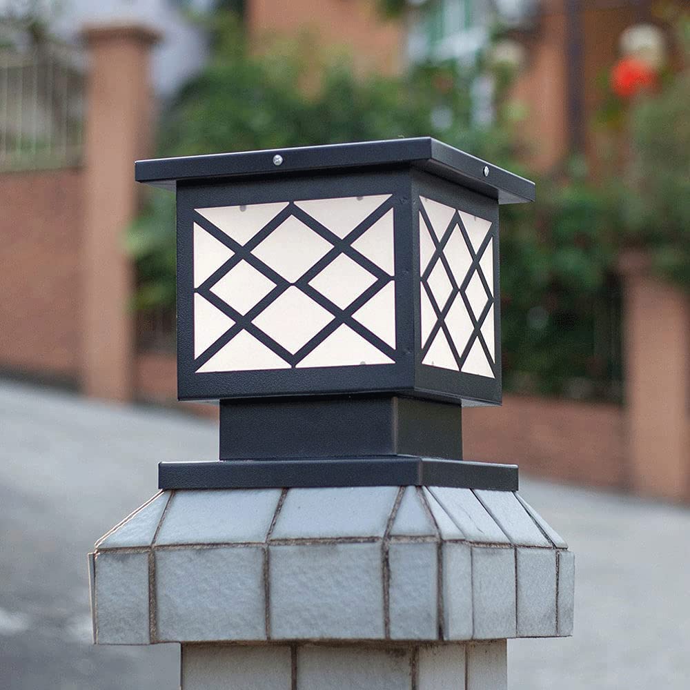 WEFDSDDXHC Solar European Style Pillar Lamp, Metal Pillar Lamp, Outdoor Waterproof Floor Lamp, Acrylic Lampshade, E27 Screw Lamp, Lawn Courtyard Villa Decorative Landscape Lamp