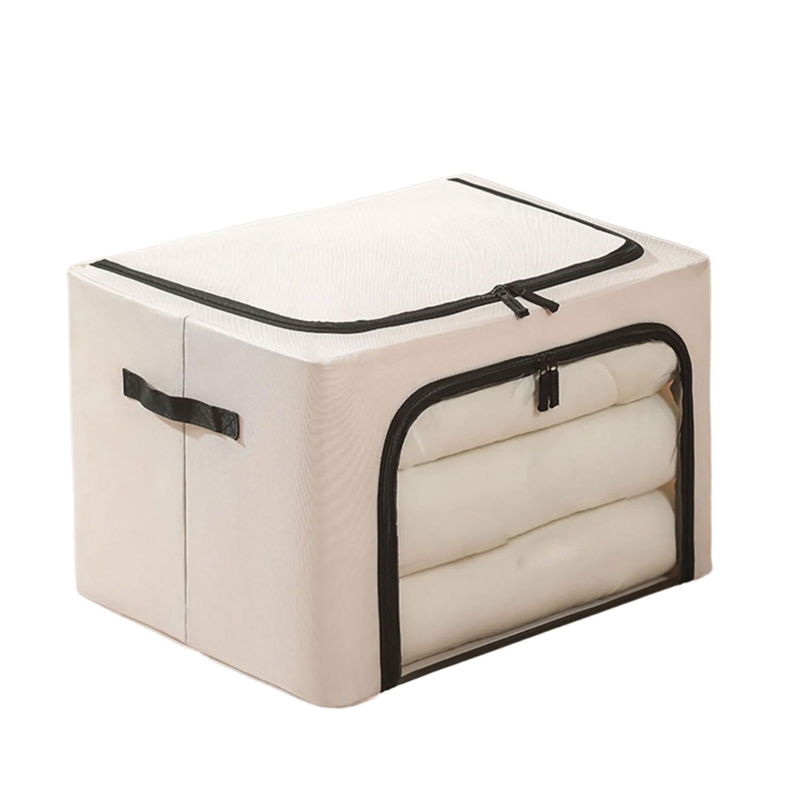 Mekalero Multicolor Stylish Home Storage Bins With Metal Frame Foldable Large Capacity Featuring Lids Clear Window And Sturdy Handles Wardrobes Organizers