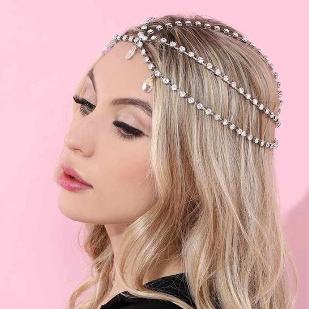 Asphire Sparking Rhinestone Forehead Chain Crystal Teardrop Tassel Amazon.com: Anglacesmade Bohemian Head Chain Crystal  main image 3