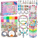 leitait Girls Toys Bracelet Making Kit -3400pcs Charm Jewelry Making Kit Supplies,Unicorn/Mermaid Crafts Birthday Christmas Gifts for Girls Ages 5 6 7 8 9 10 11 12 Years Old