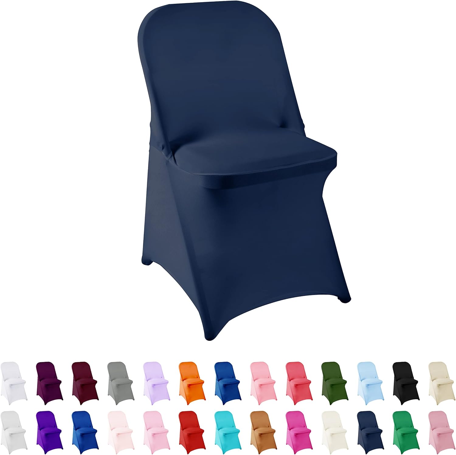 Spandex Chair Cover,12PCS,Living Room Folding Chair Covers,Removable Chair Covers Washable Protector Stretch Chair Cover for Party, Banquet,Wedding Event,Hotel(White)