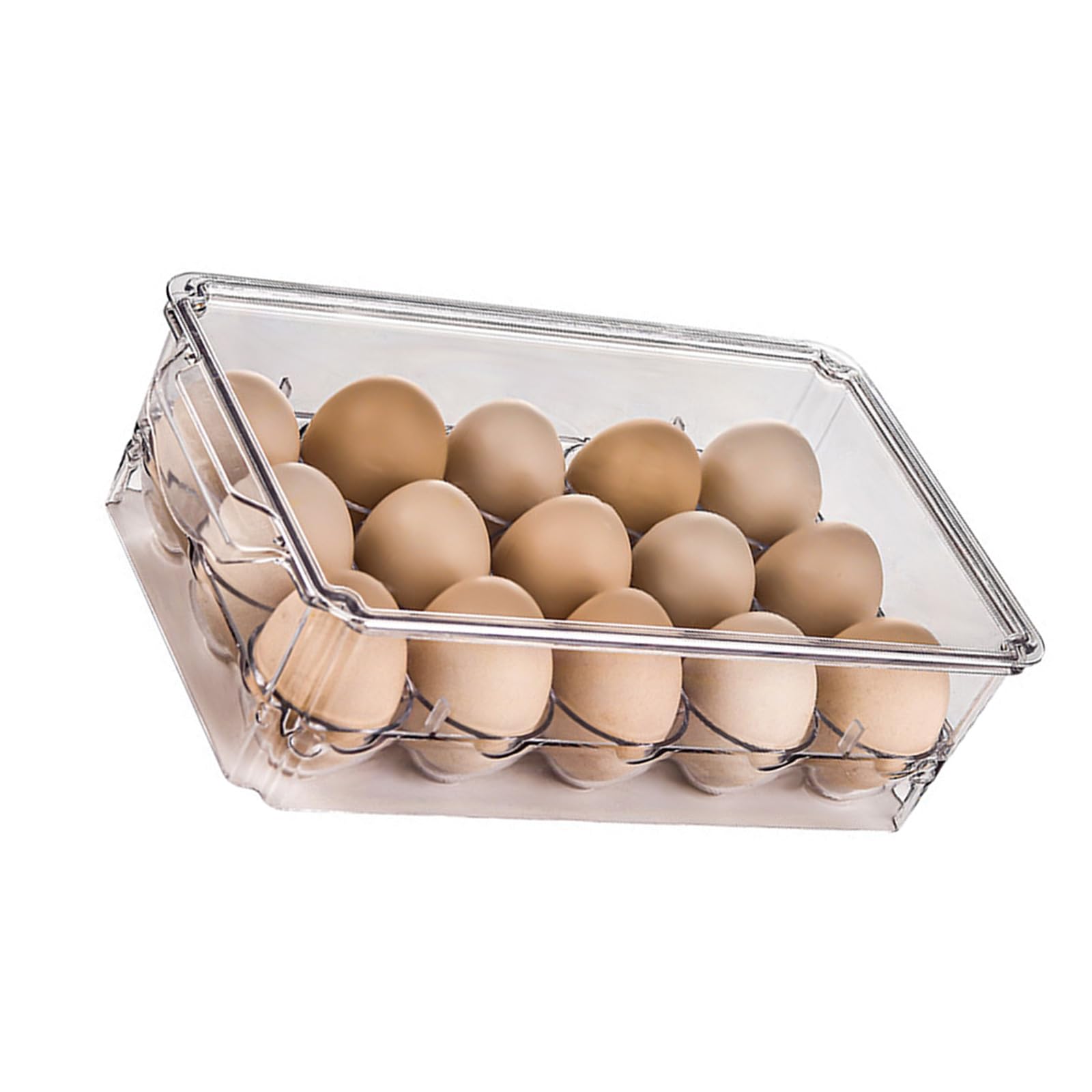 LUCKGONI Clear PET Refrigerator Eggs Storage Container With 15 Slot For Kitchen Organization And Freshing Preservation