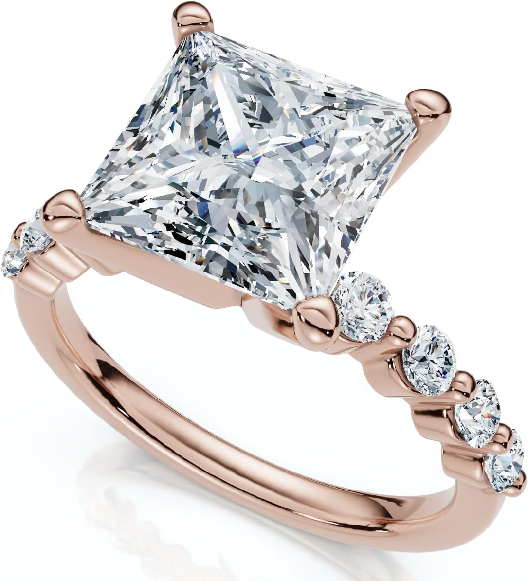 P3 POMPEII3 Pompeii Certified Monica Princess Cut 3 1/2Ct Diamond Engagement Ring 14k Gold Lab Grown (E/F,VS1-VS2)