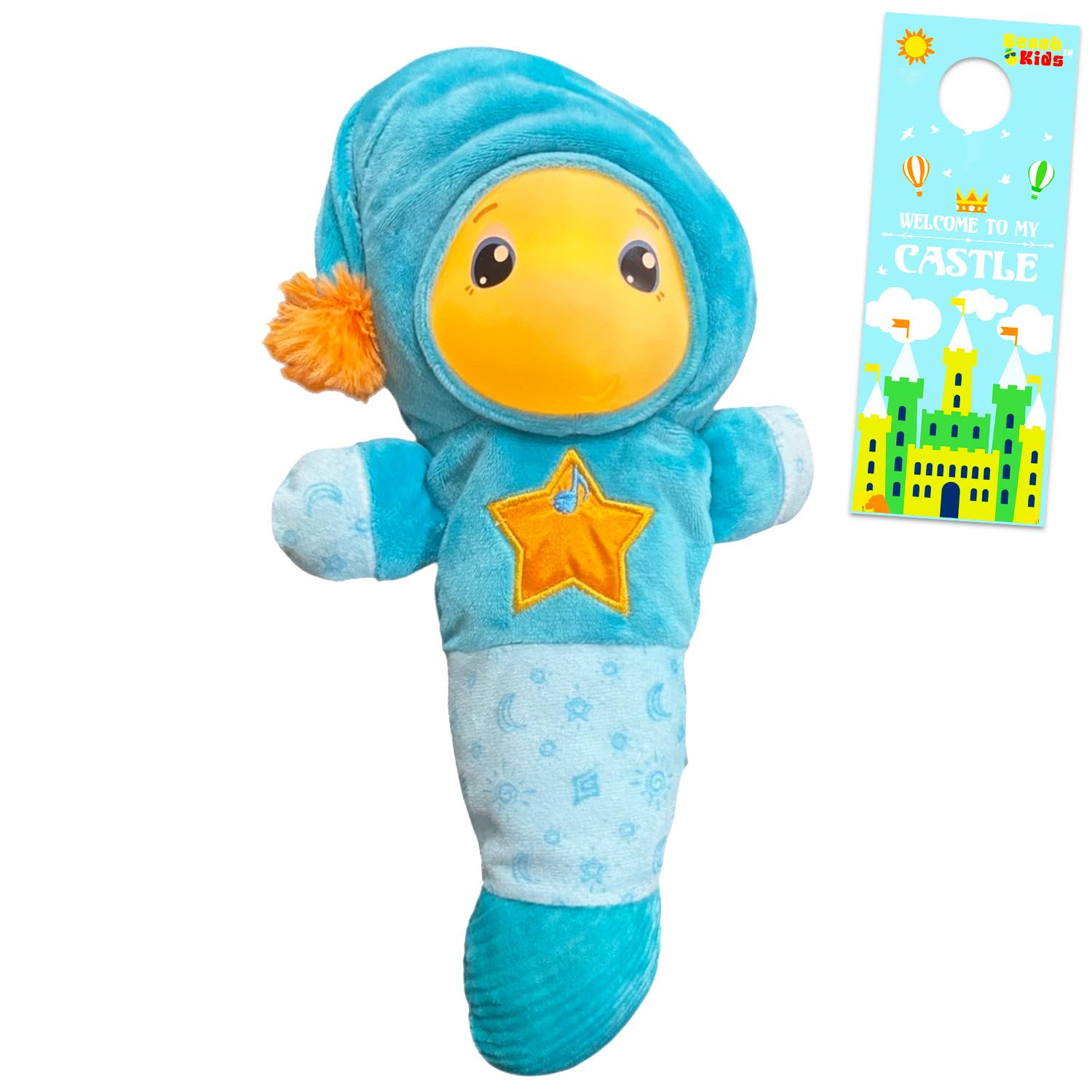 Playskool Glo Worm Soother Toy Set - Bundle with SmartSense Cry Sensor Voice Recordable Stuffed Soother Toy for Newborns, Babies Plus Door Hanger | Playskool Bedtime Plush for Toddlers