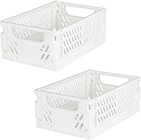Vista 15 de Tixill Paquete de 2 mini cestas de plástico plegables para organización y almacenamiento, cajas de almacenamiento plegables para el hogar, cocina