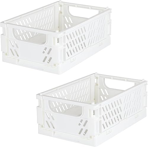 Tixill Paquete de 2 mini cestas de plástico plegables para organización y almacenamiento, cajas de almacenamiento plegables para el hogar, cocina,