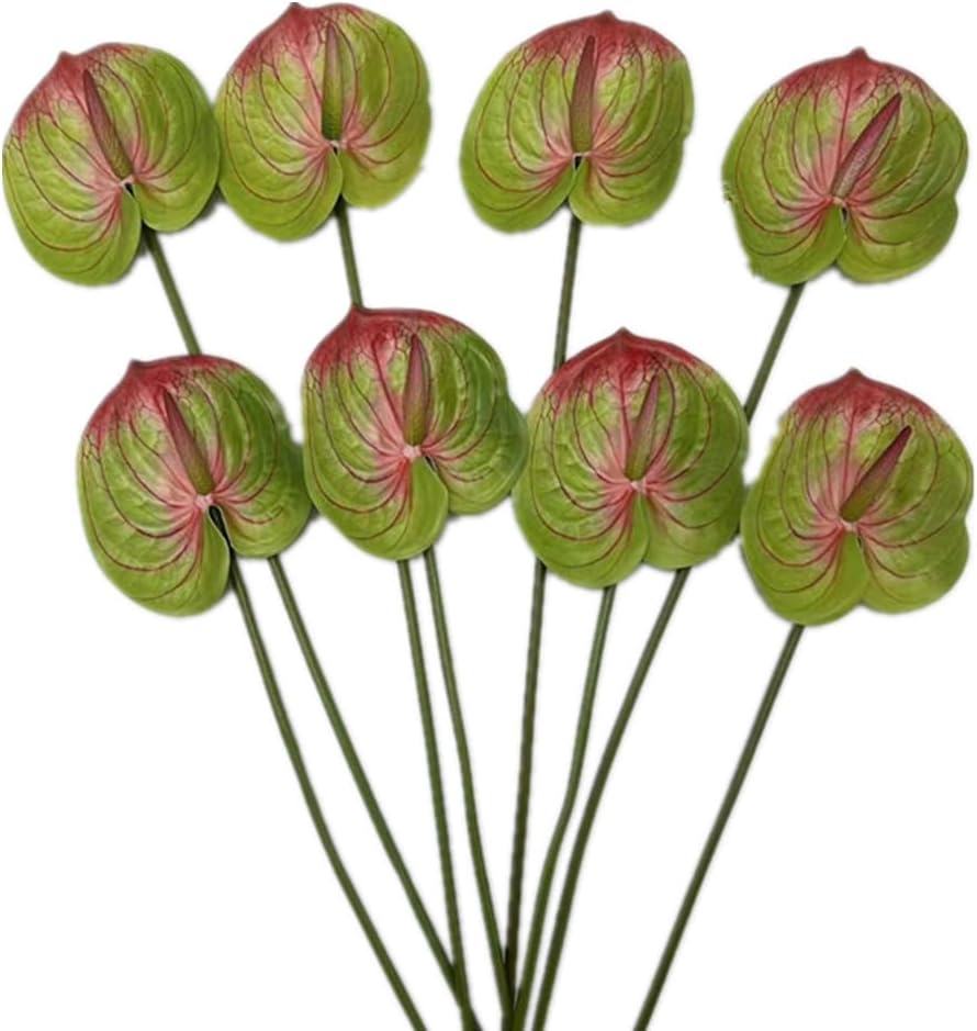 8pcs Artificial Anthurium Flowers Lifelike Flower 5.5" Head for Table Centerpieces Bridal Wedding Festival Christmas Hotel Home Floral Decor (Yellow Green)