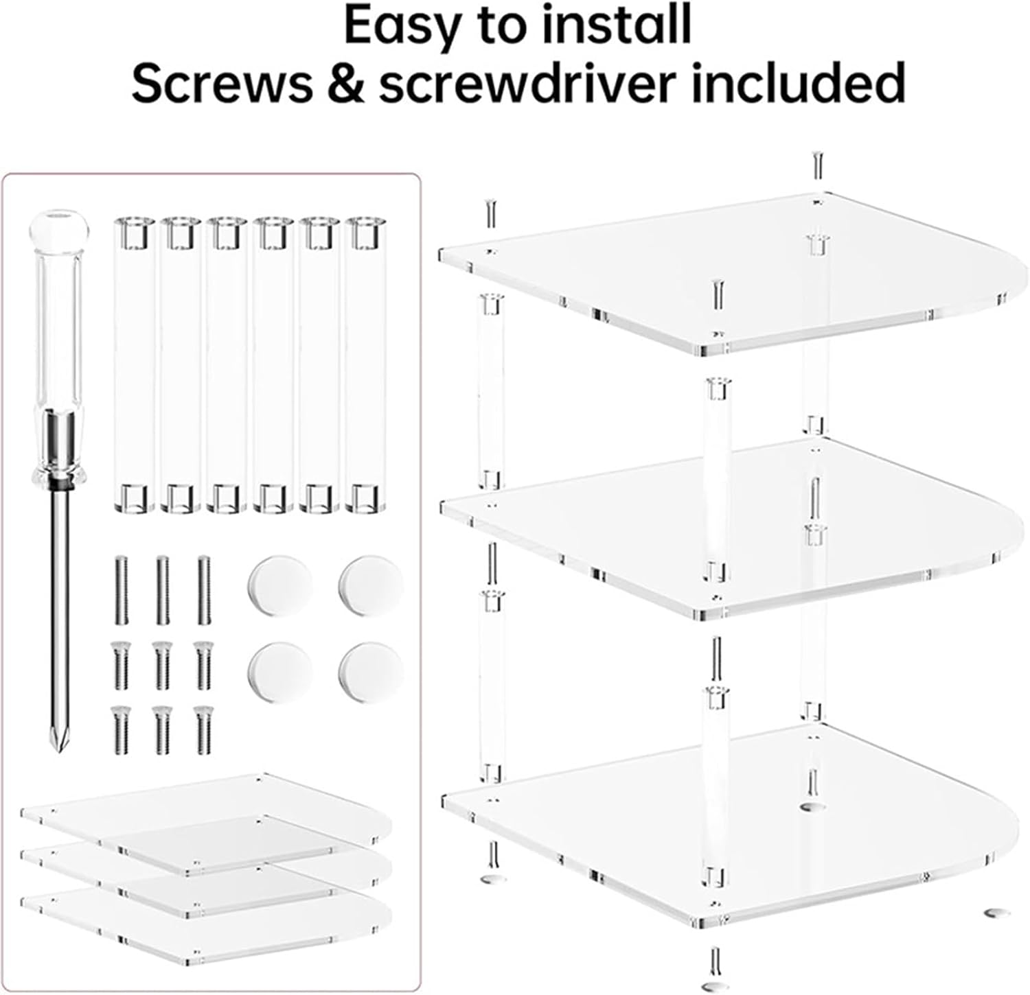 Acrylic Shelves - 3-Tier Non Slip Organizer - Acrylic Bathroom Shelves Toiletry Organizer - for Home Bathroom Kitchen Cabinet Countertop Party Restaurant