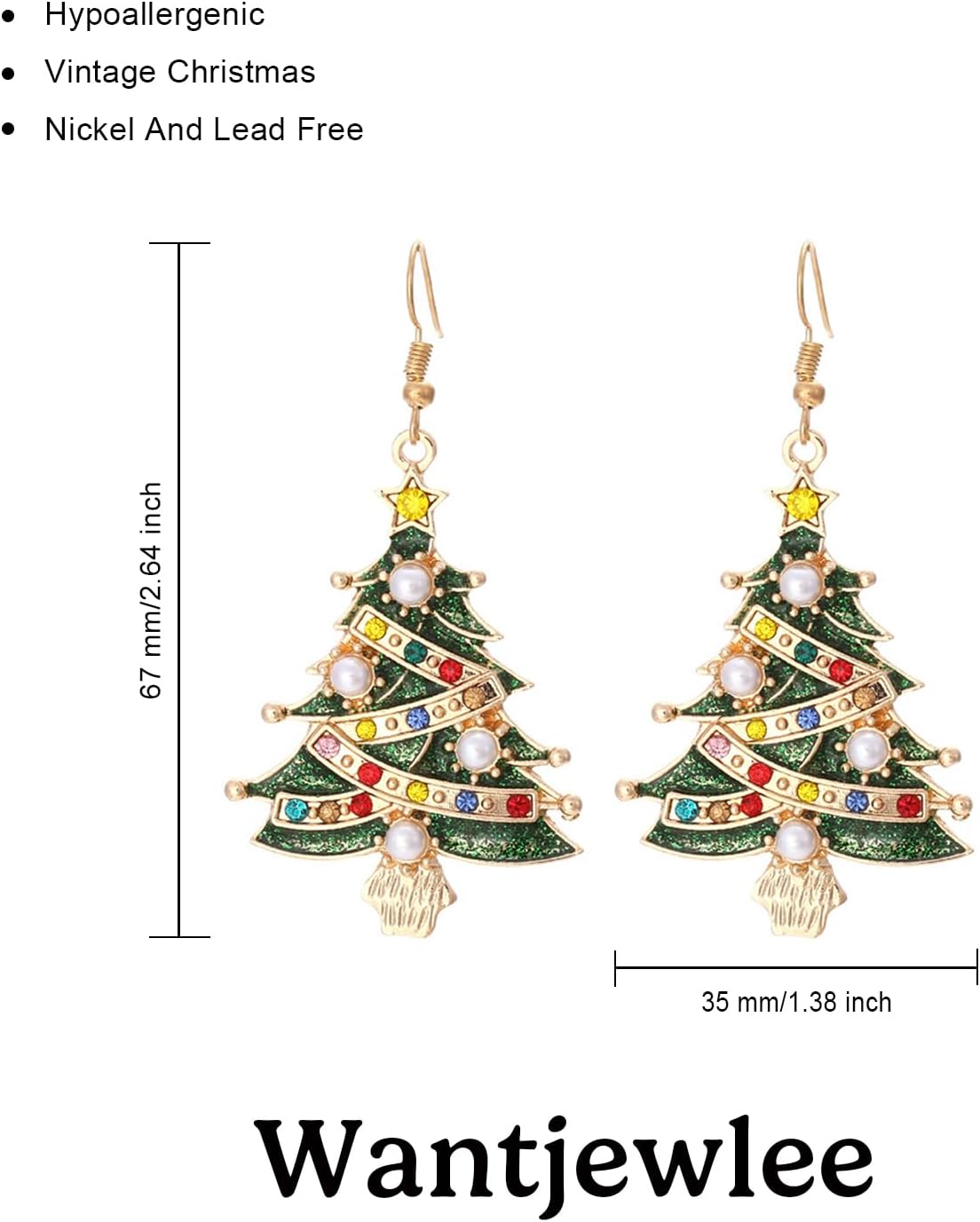 Christmas Earrings Fun Holiday Earrings Bow Christmas Tree Earrings for Women Drop Dangle Earrings for Party Festival Xmas Christmas Jewelry Gifts - Image 4