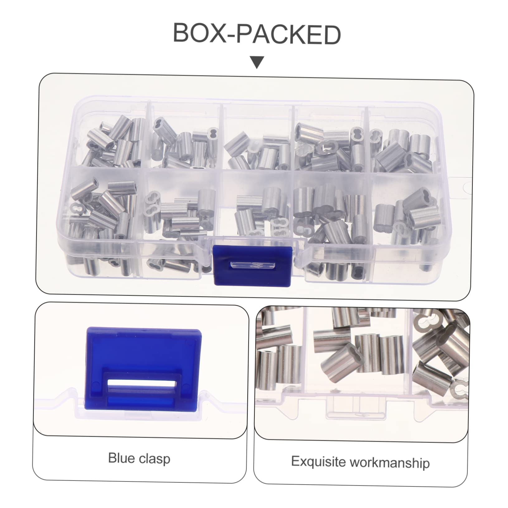 KICHOUSE 450 Pcs Aluminum Dual Hole Cable Ferrule Sleeve Kit Hardwares Fishing Line Crimps Silver Double Oval Connector
