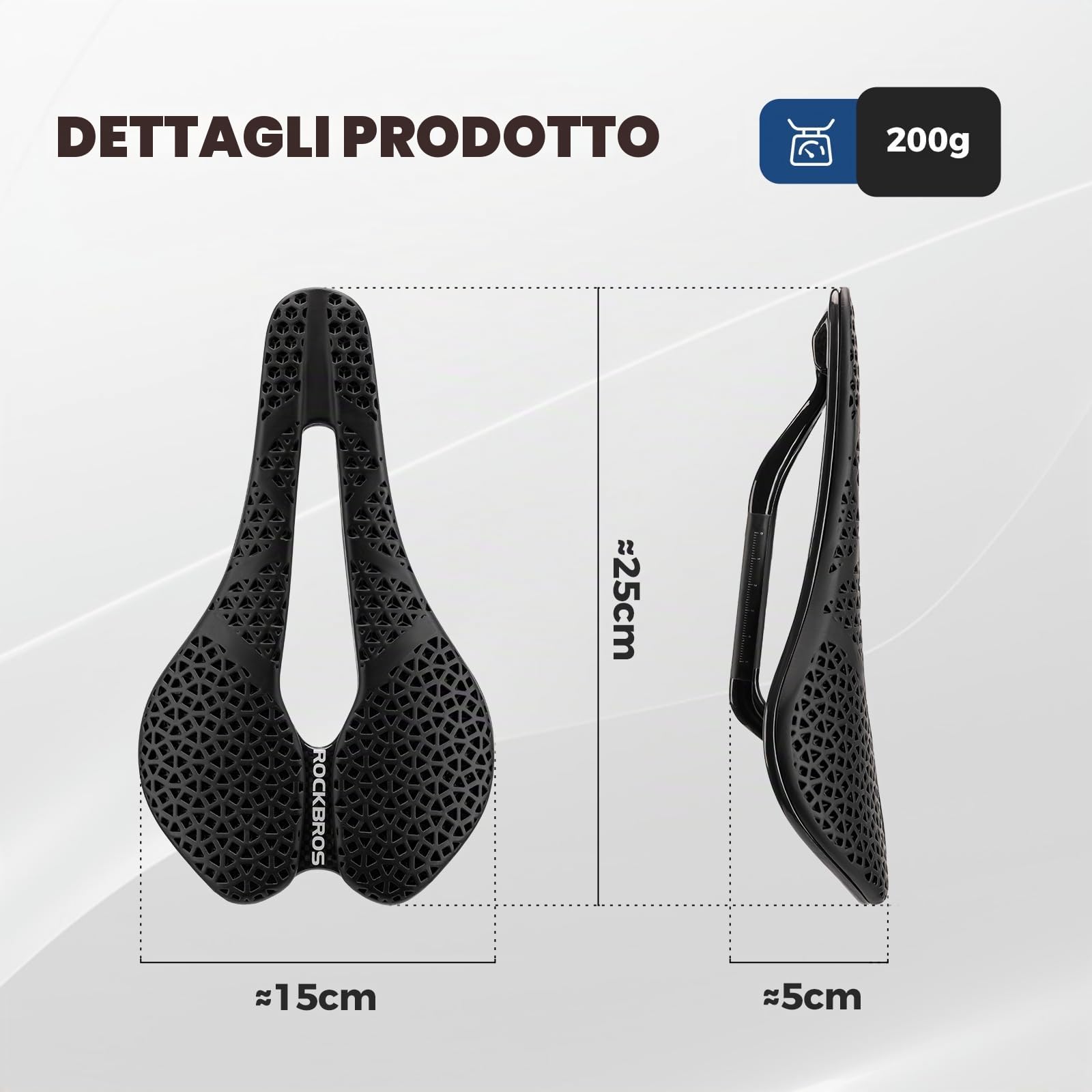 ROCKBROS Sella per bicicletta stampata in 3D, comoda, traspirante, impermeabile, design ergonomico, per mountain bike, cyclette, bici da strada, uomini e donne