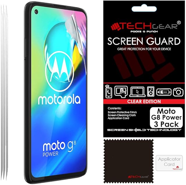 TECHGEAR [3 Pack] Screen Protectors Compatible with Motorola Moto G8 Power, CLEAR LCD Screen Protectors Cover Guards