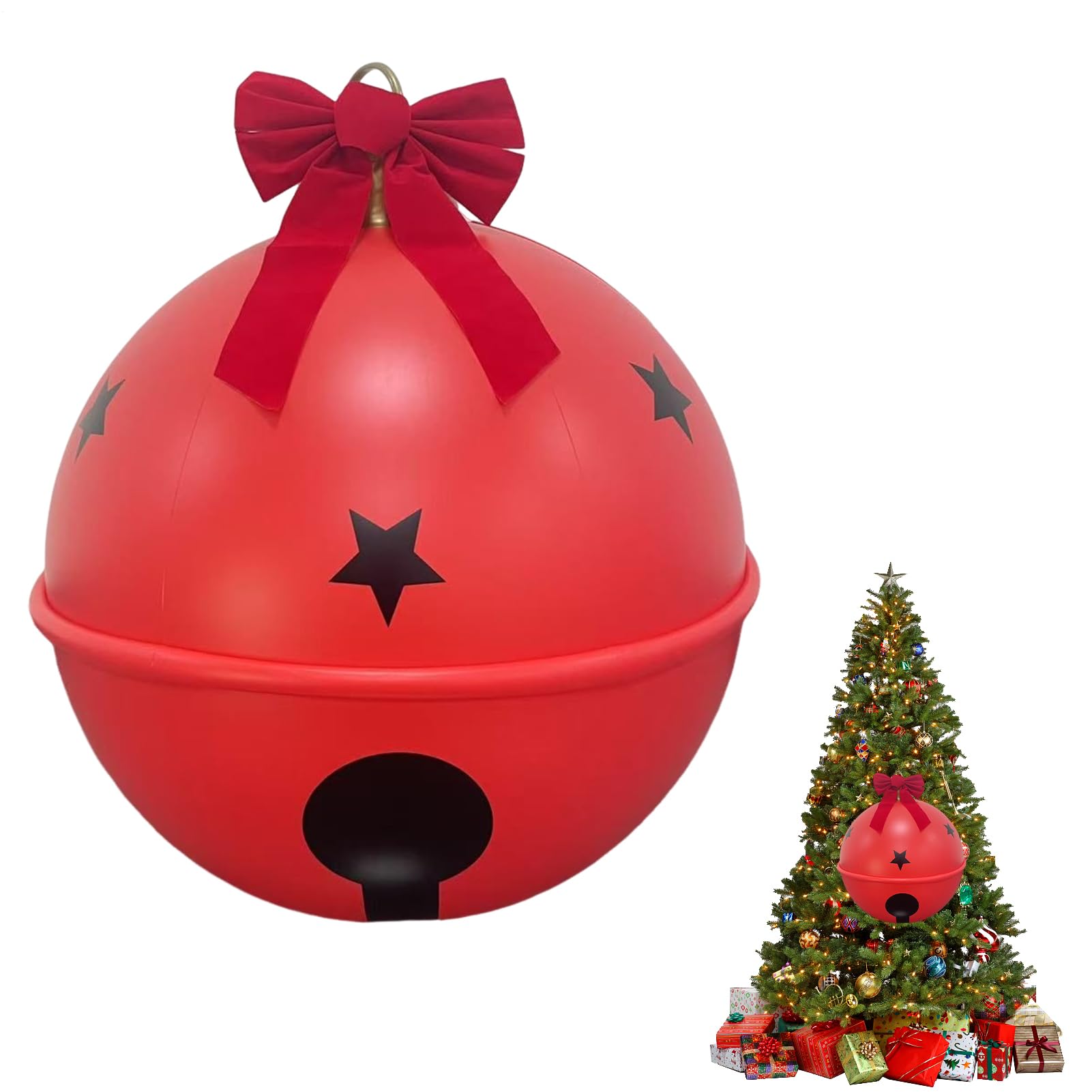 Géantes clochettes de Noël gonflables au design raffiné avec nœud festif