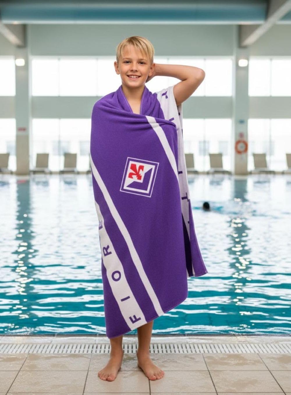 Only4fan S.r.l. ACF Fiorentina ręcznik basenowy/morski 70 x 140 cm z mikrofibry Oficjalny produkt, fioletowy