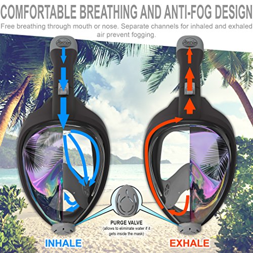 Aleoron - Foldable Full Face Snorkel Mask For Adults And Youth (Women & Men) - Anti Fog Snorkeling Mask Full Face With Action Camera Mount - Uv Panoramic 180 Dive Mask Seaview Diving Mask Set #TOP7