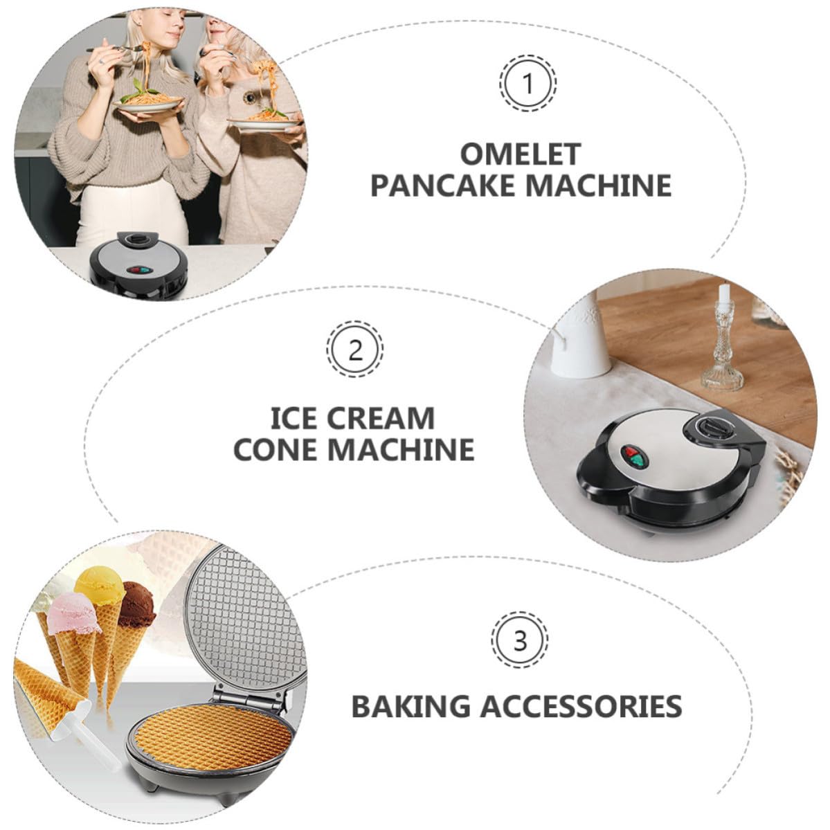 INOOMP Elektrische Pfannkuchenmaschine Schwarz aus Kunststoff und Edelstahl Backzubehör zum Rollen und Eisrollen Herstellen für Küchenutensilien Zubereitung